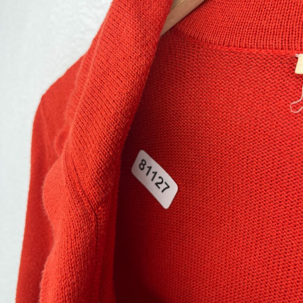 EILEEN FISHER Sweater S Organic Cotton Snap Front Drawstring Cardigan Orange - Picture 10 of 10